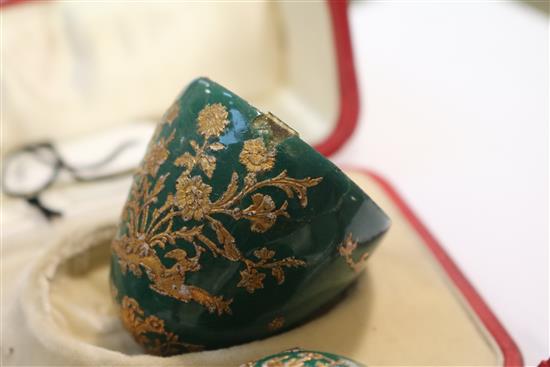 A silver mounted enamel egg bonbonniêre, French, mid 18th century,